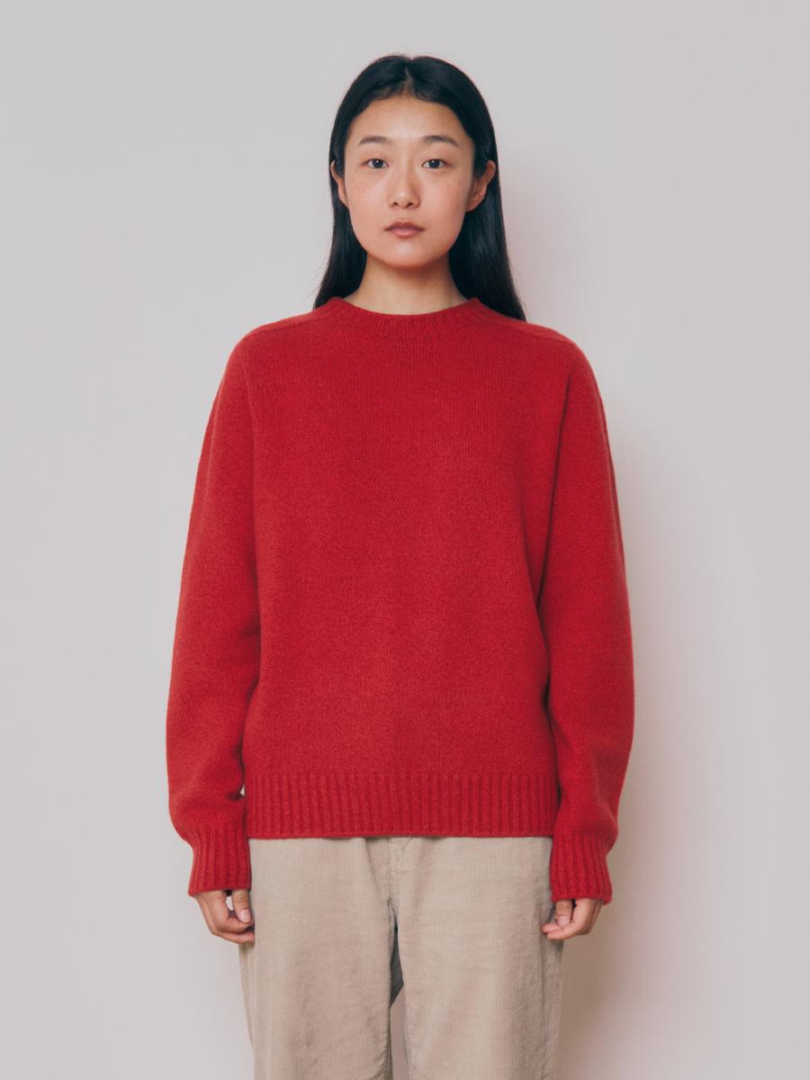 [WOMEN] SUPER FINE WOOL WHOLEGARMENT SWEATER_Red