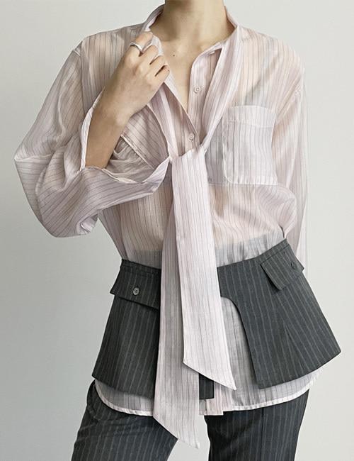 보우 스트라이프 타이 셔츠 [3color]