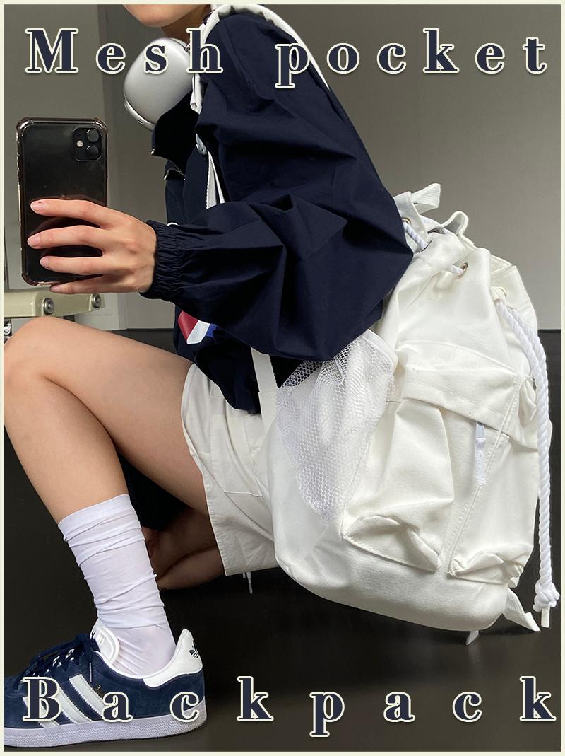 MESH POCKET BACKPACK (ivory / black)