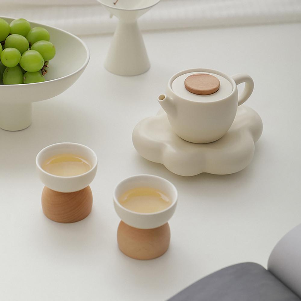 그레이스홈 클라우드 도자기 2인 티팟 티세트 차우림 도구 다기