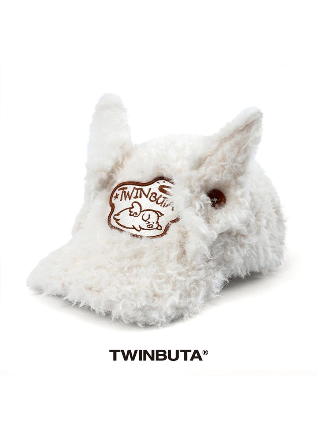"Don't Touch My Ear\" Fur rabbit cap _ White