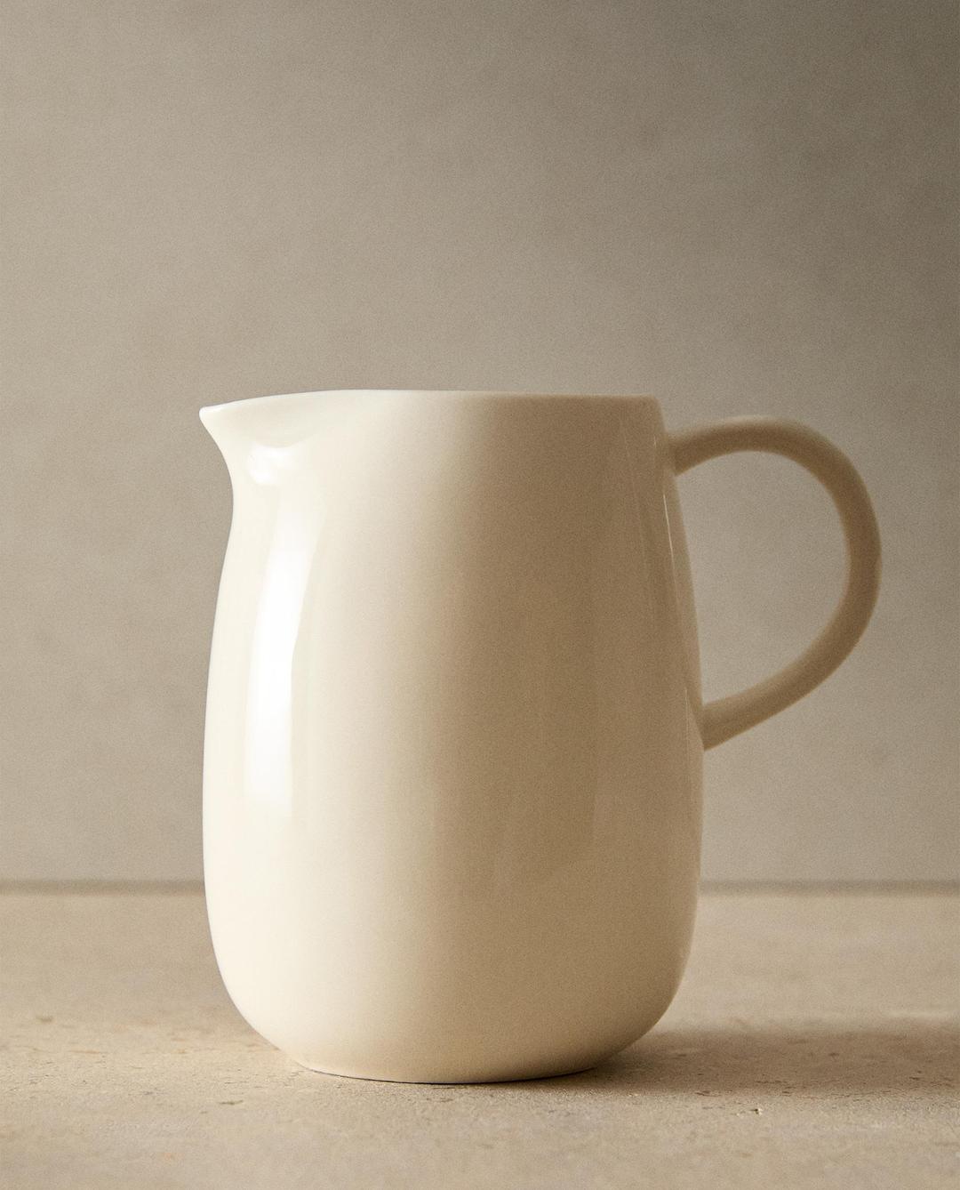 플레인 스톤웨어 우유 피처