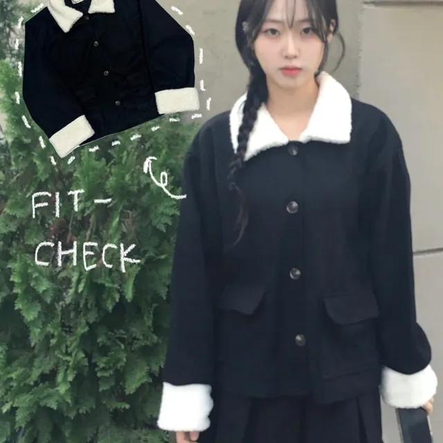 [당일발송!/핏보장💖] 퍼카라 버튼 숏코트 자켓