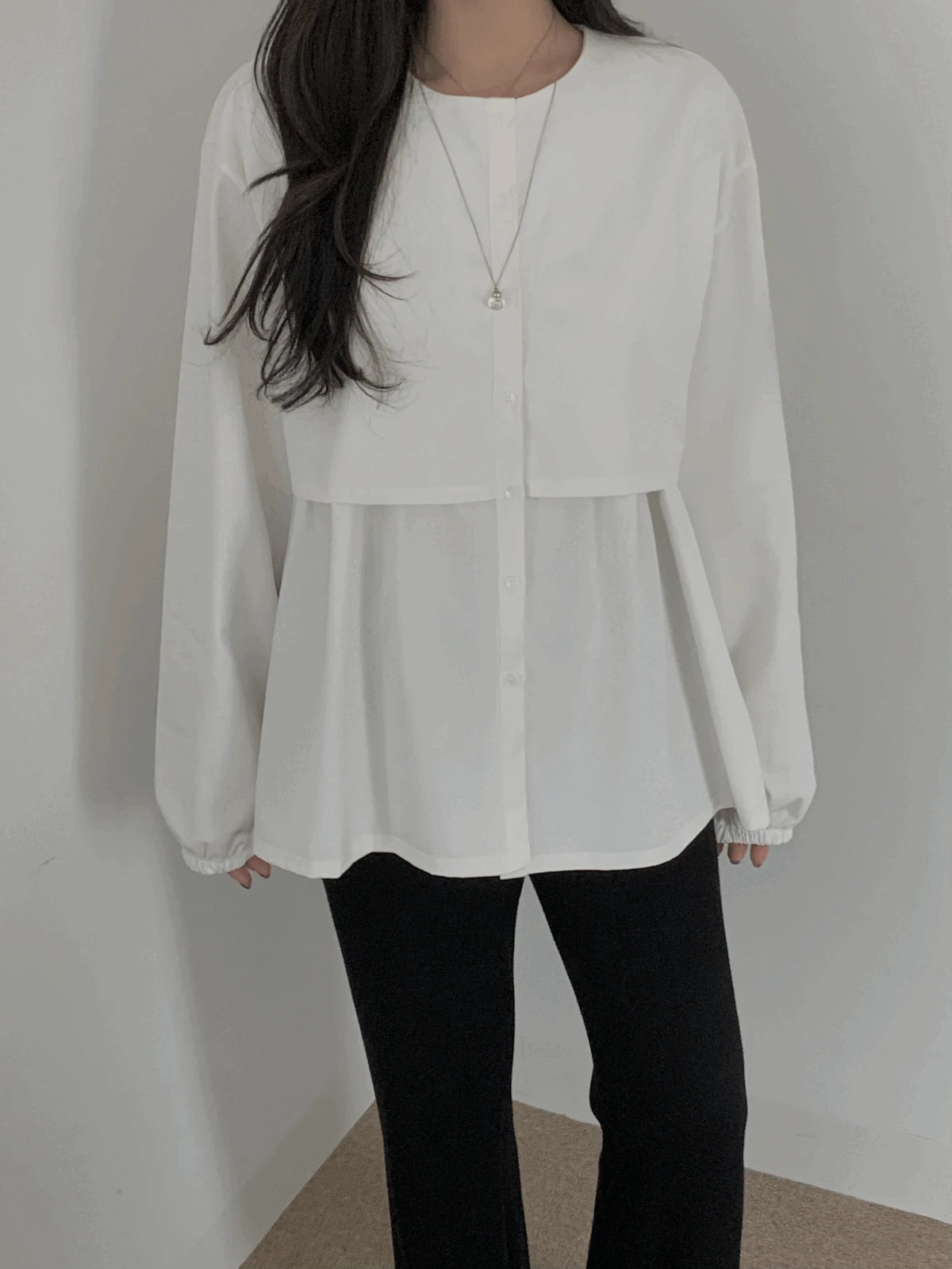 (도톰원단) 셀렌 이중 블라우스 (2 colors)