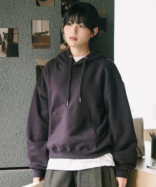 데이컷 크롭 오버핏 후드 다크퍼플 KJHD2649