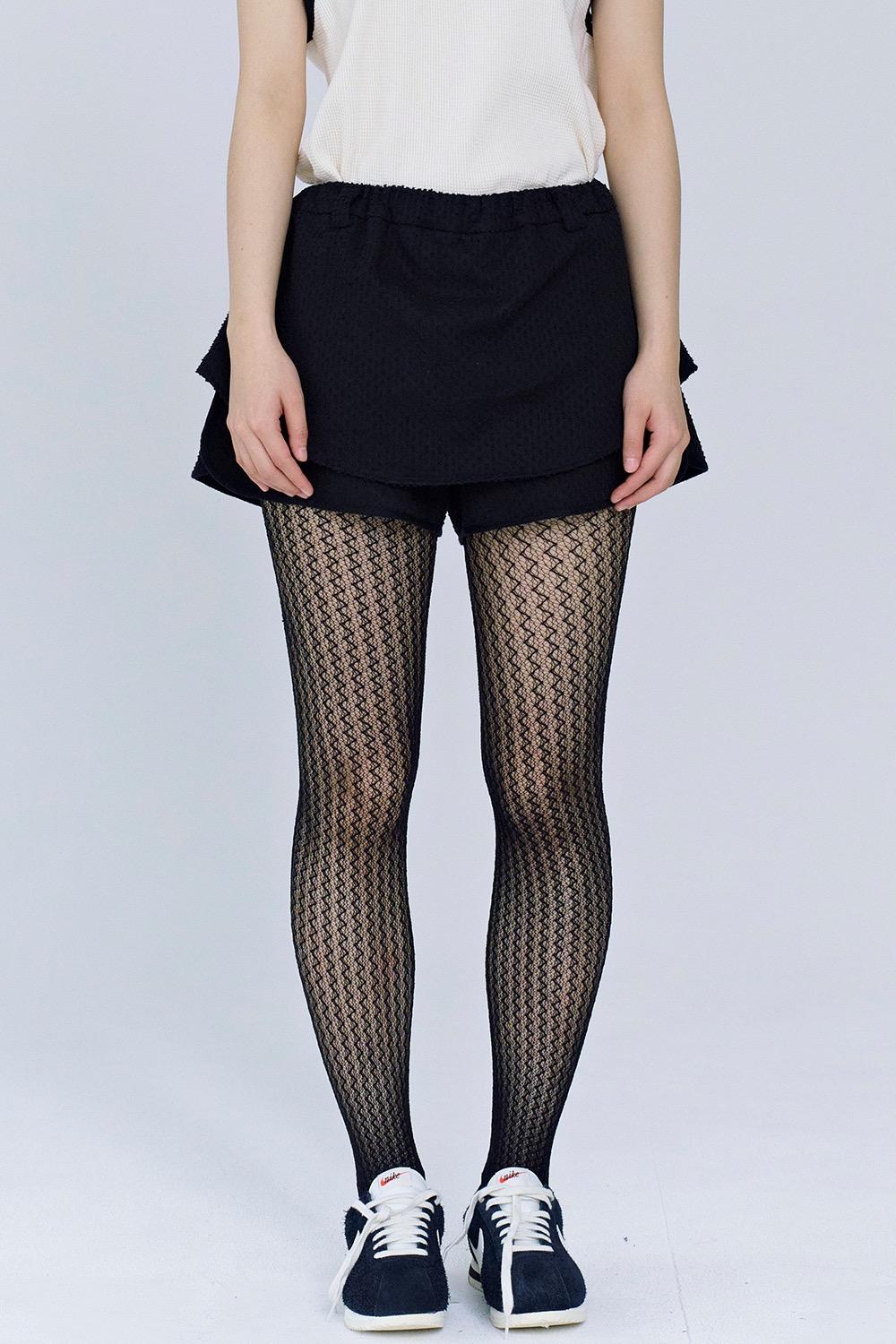 punching denim skort (black)