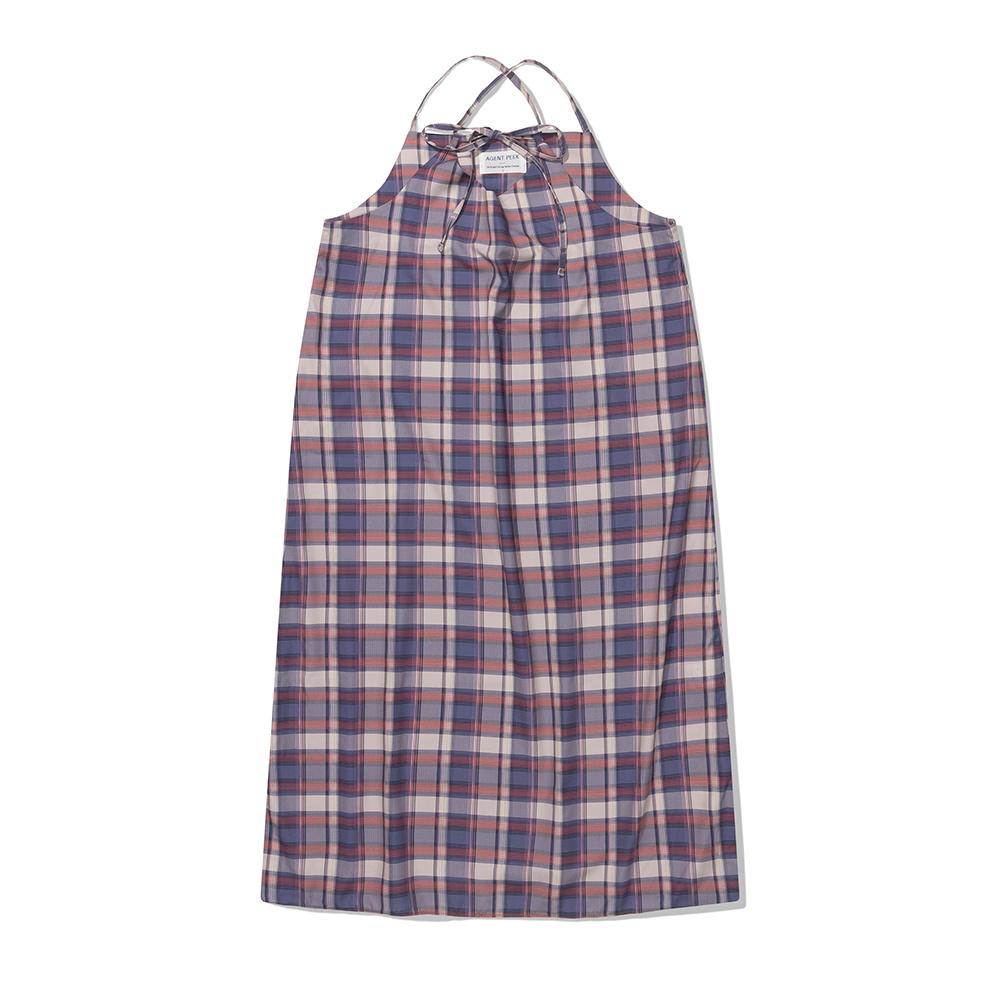 AGP 슬리브 레이어드 체크 드레스 핑크