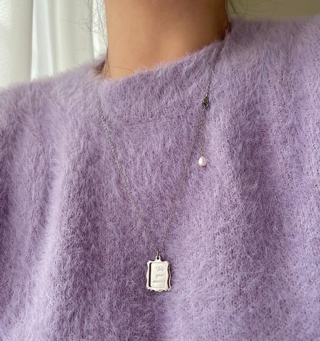 sag surgical long coin lettering pearl choker necklace (select 2 types) guest look layered necklace