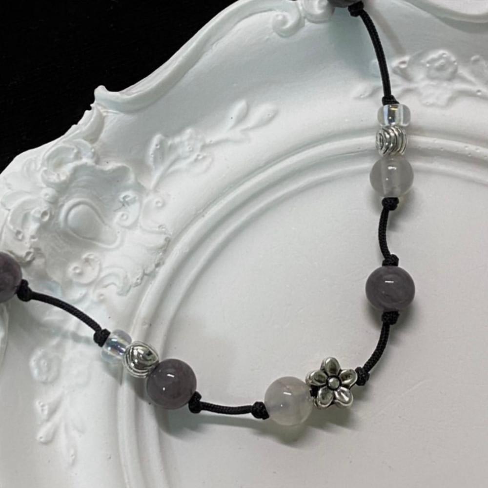 [제작] 빈티지 노을 꽃  원석 팔찌