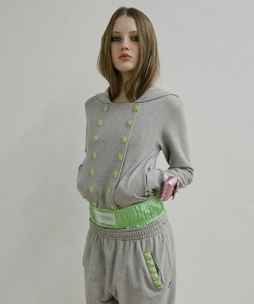 Napoleon Stud Hoodie Melange Gray