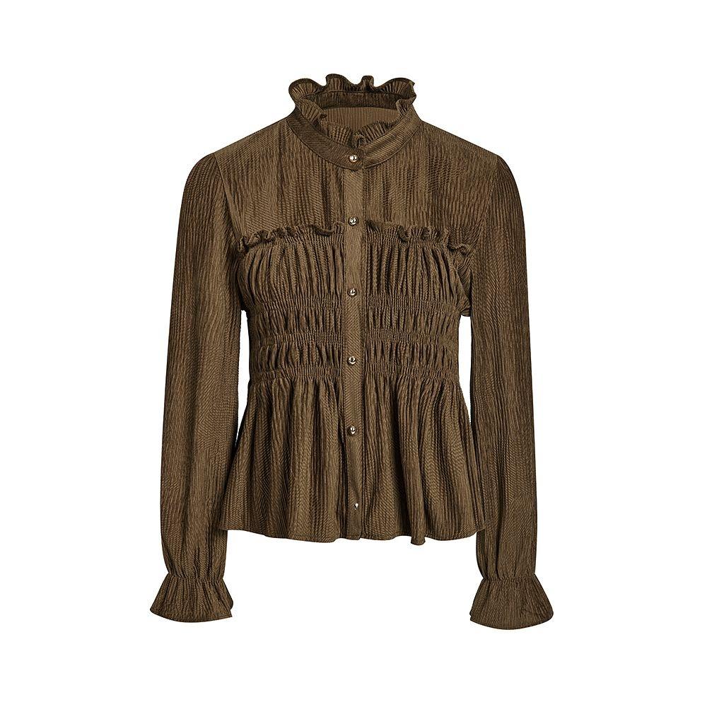 [정상가99,000원] 하이넥 프릴 드레이프 블라우스 GRAN0BL131