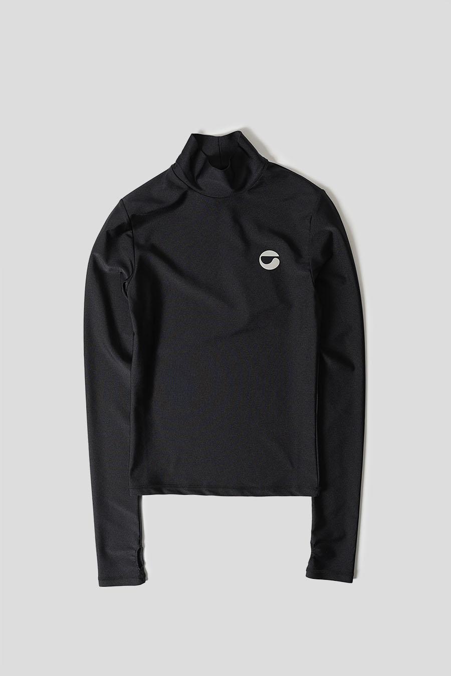 BLACK LONG-SLEEVED HIGH NECK TOP - M