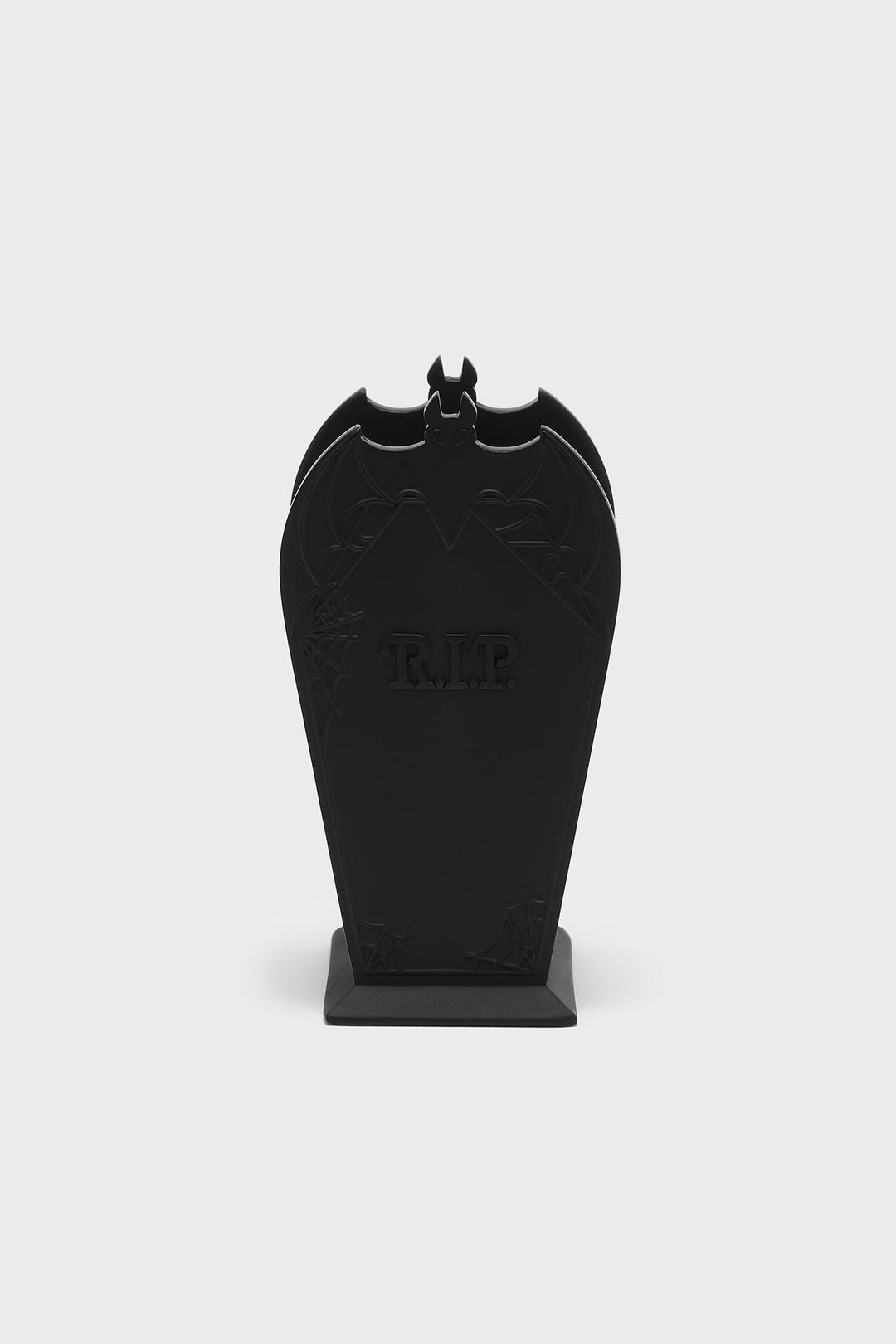 Gravestone Brush Holder - ONE SIZE / Black / 100% Resin