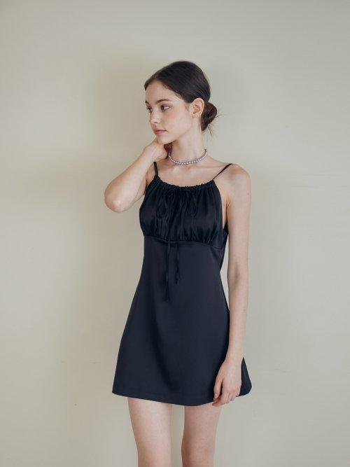 SATIN MINI ONE PIECE [BLACK]
