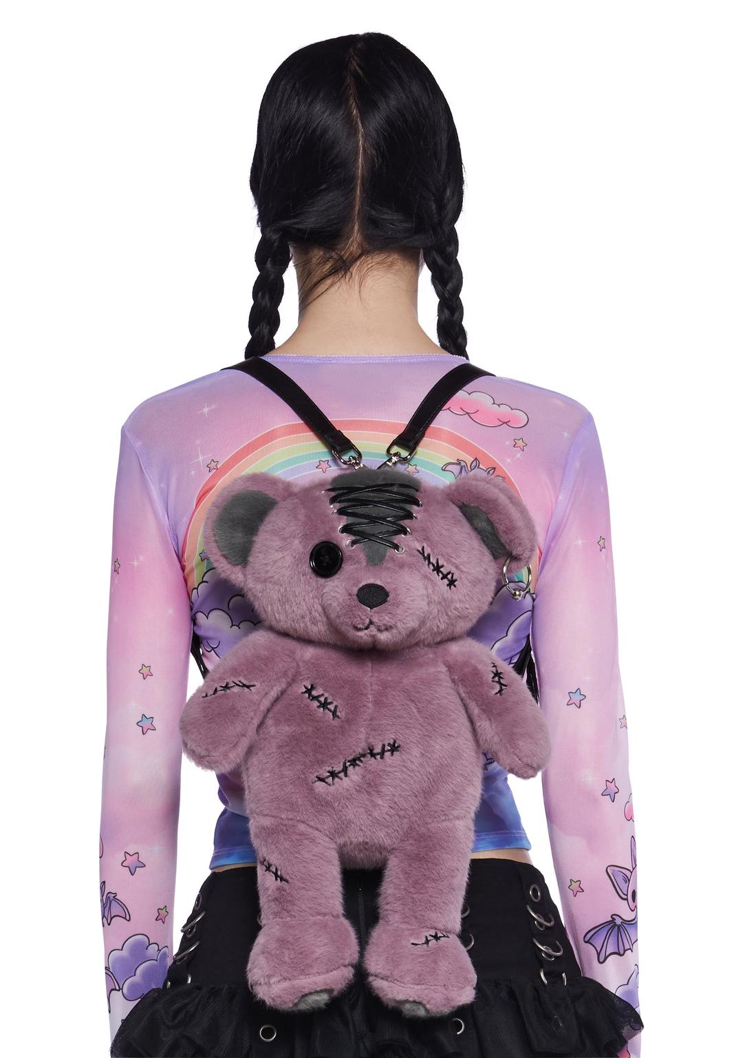 Bear Of The Undead Plush Backpack - LIGHT PURPLE / ONE SIZE