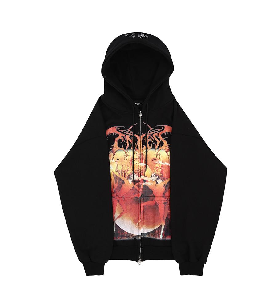 Dance with the devil 2way zip up hoodie - Black