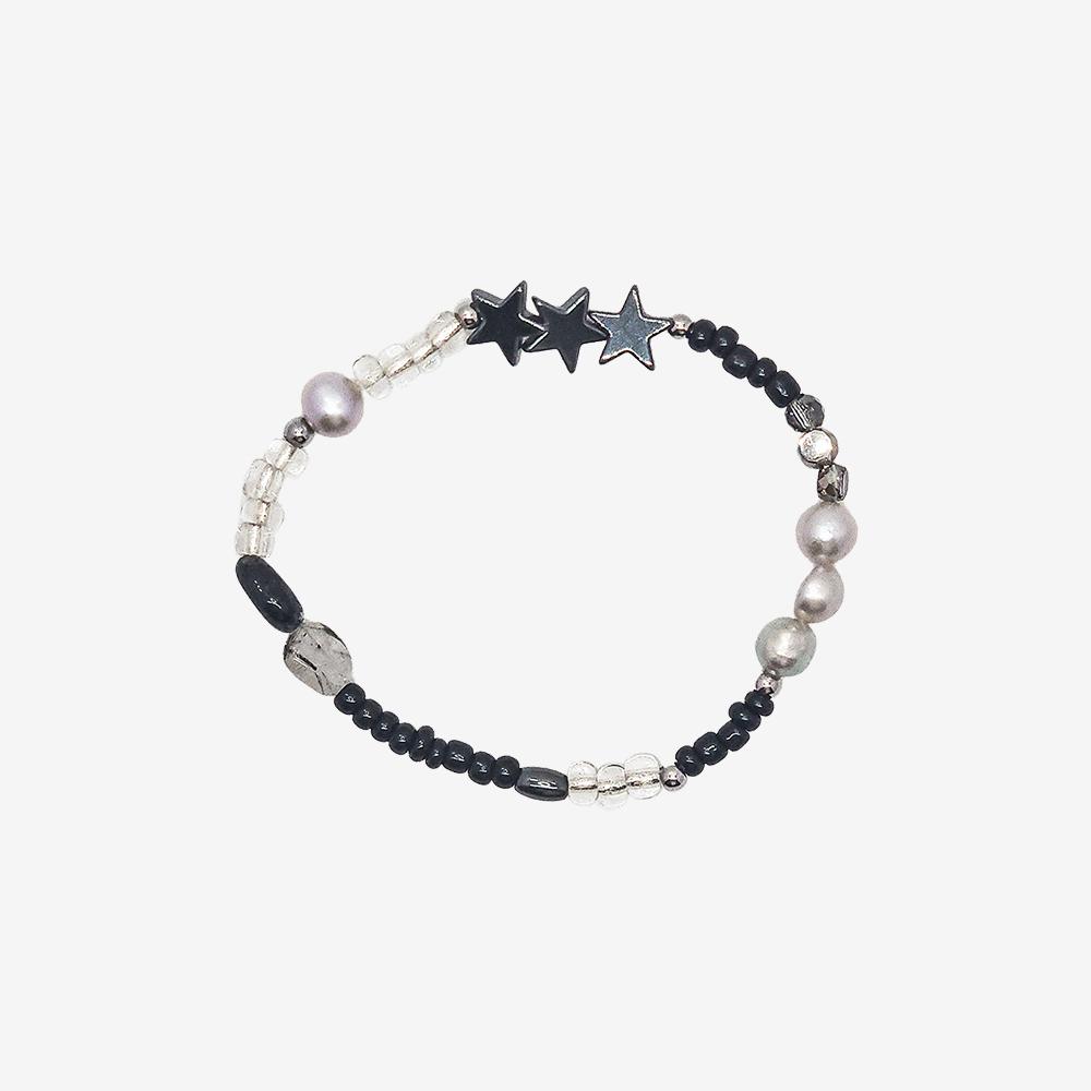 블랙 별 담수 진주 비즈 팔찌
