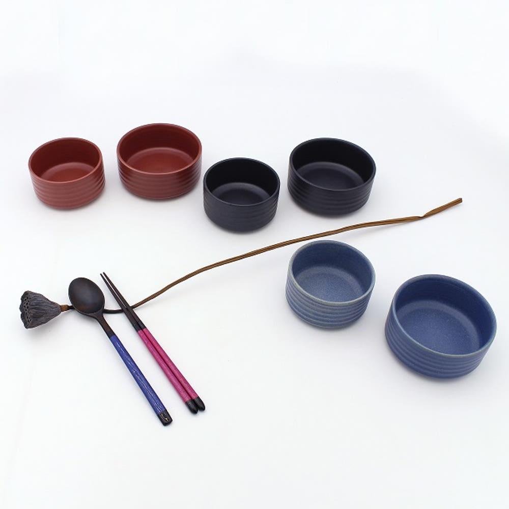무광 도자기 공기대접 줄 밥그릇국그릇(3color)