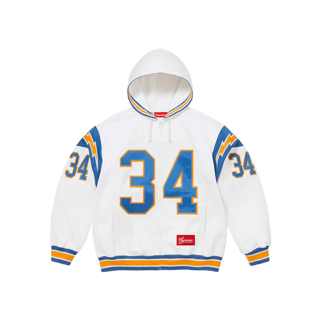 슈프림 Supreme Football Zip Up Hooded Sweatshirt White - 24SS