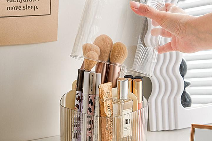 회전식 먼지 차단 트레이 메이크업 브러쉬 보관함