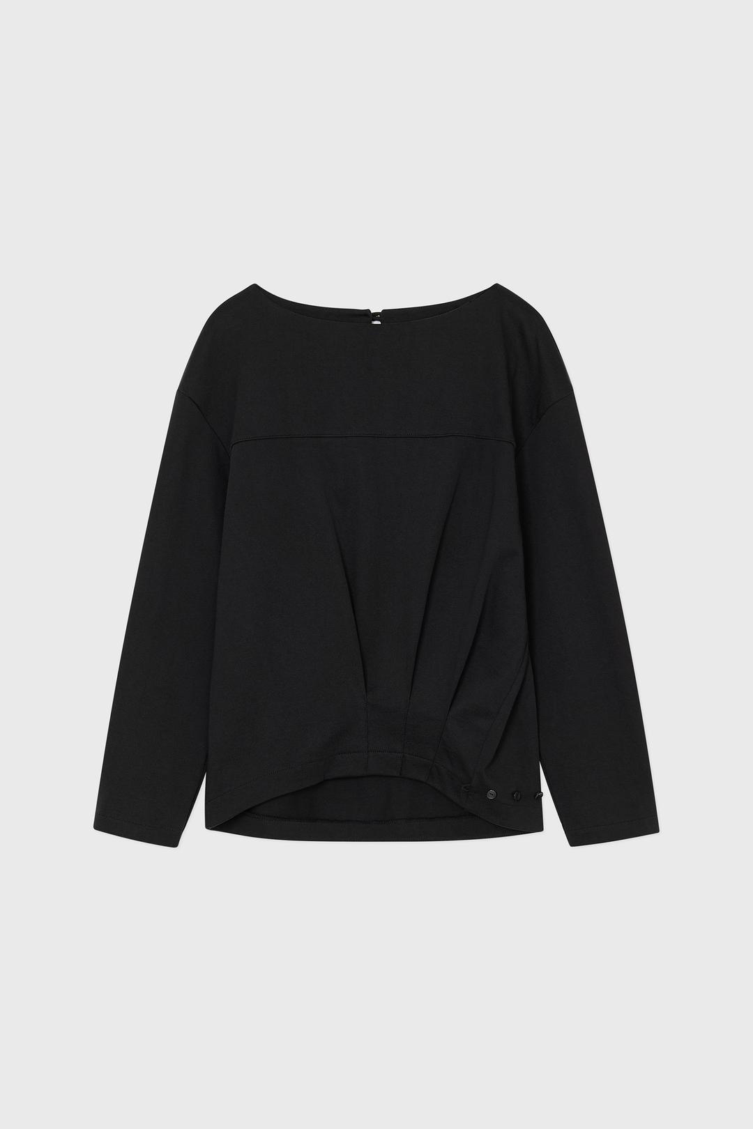 PINTUCK BOAT NECK TOP, (BLACK)