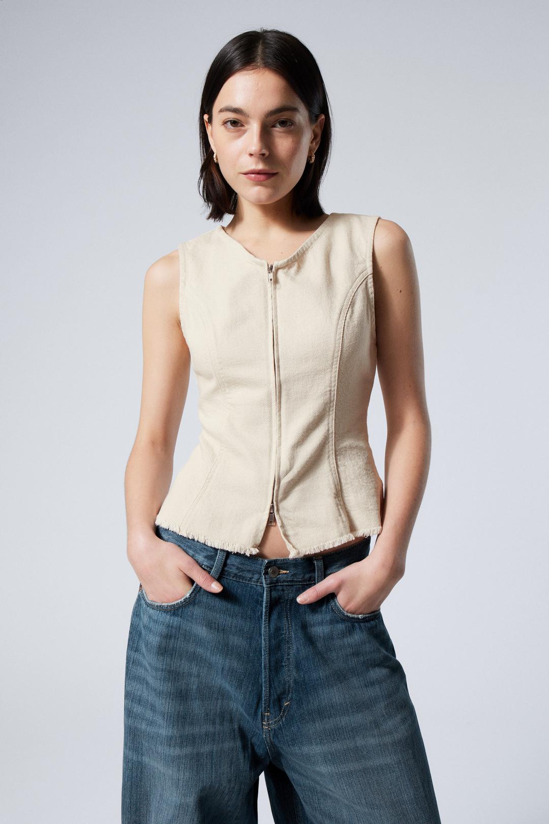 Sleeveless Cotton Zip Top