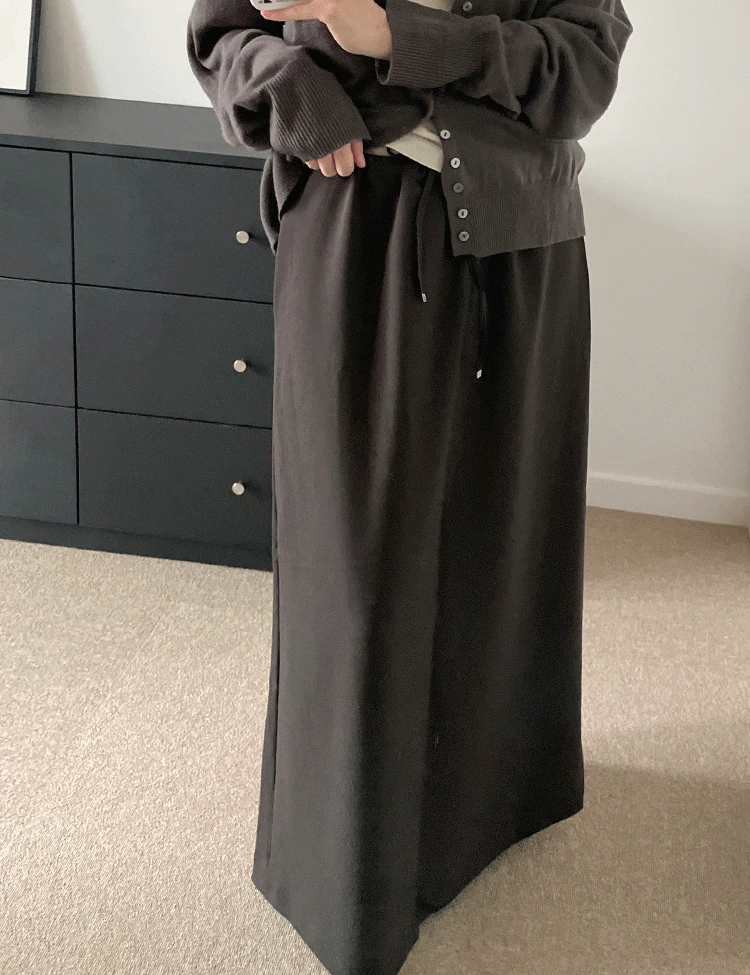 스트링 슬릿 롱스커트(2color)