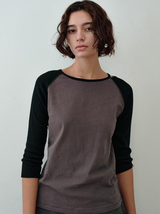 Alba Raglan Slit T-shirt / Brown