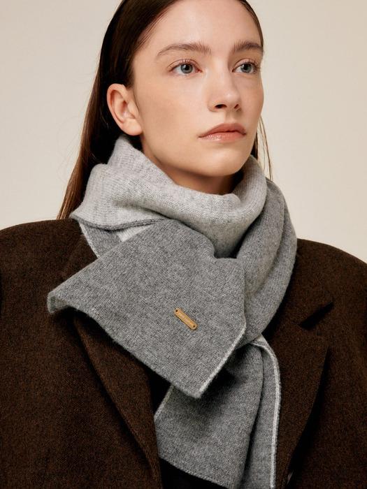 양면 배색 머플러 그레이