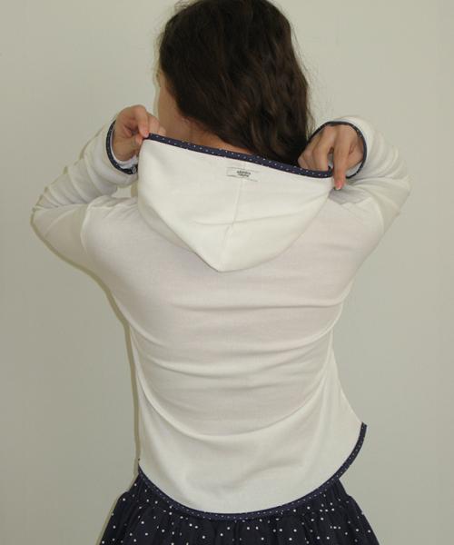 LINE POINT SLIM HOODIE LONG SLEEVE DOT IVORY