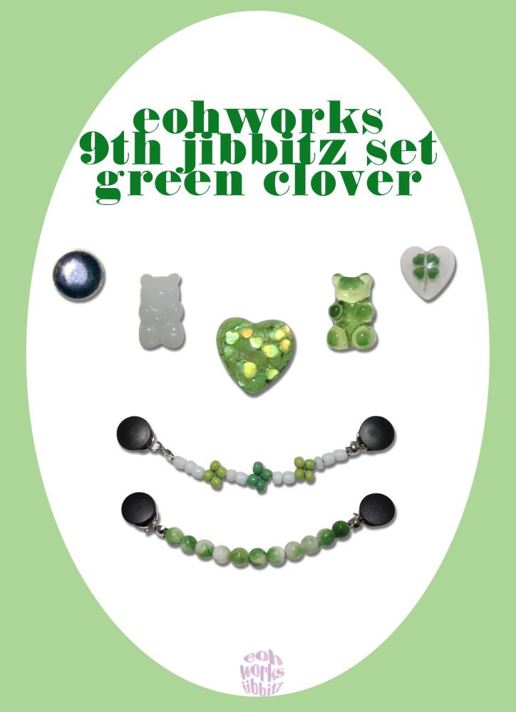 EOHWORKS 9th jibbitz edition - green clover / 지비트 지비츠세트 연두지비츠 하트지비츠
