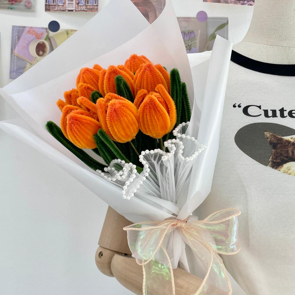 (또떠요DIY 동영상 제공) 튤립 모루 꽃다발 DIY 패키지 8송이 철사공예 태교 만들기 방과후 취미