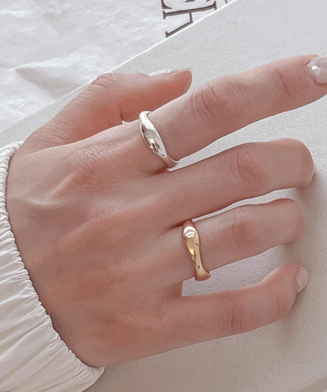 끌렌느 [Silver925] 볼드 웨이브링 레이어드 925 실버 반지