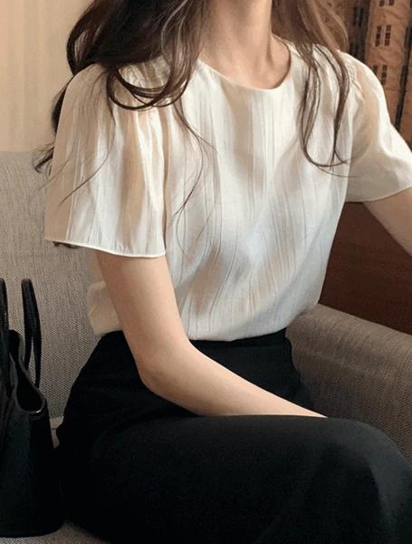 엘리시아 링클 퍼프 블라우스
