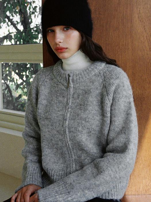 라운드 울 집업 니트 그레이 iuw1401