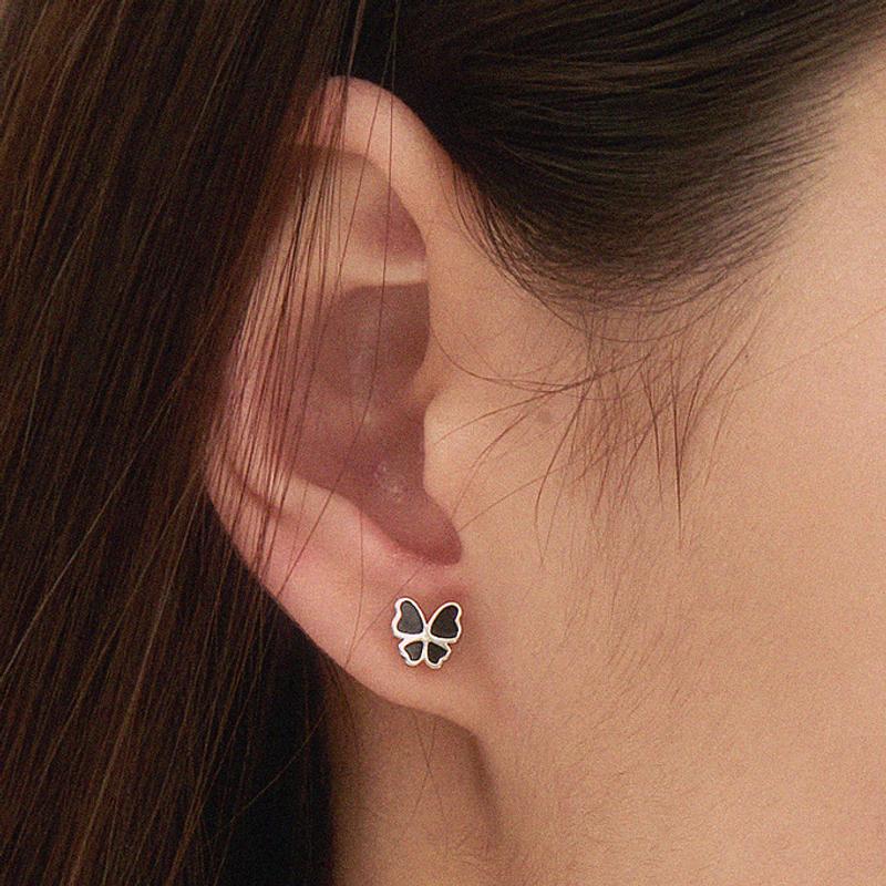 [2WAY/925은침] 하트 버터플라이 이어링