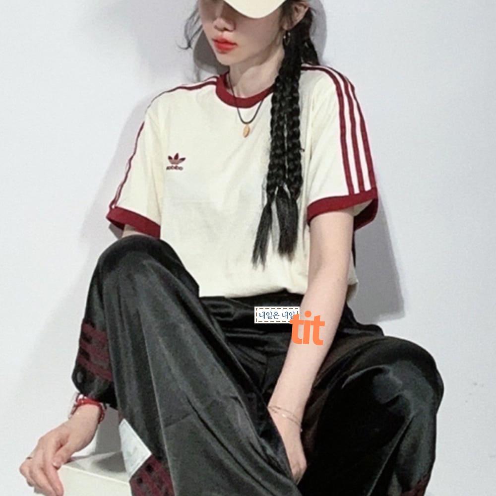 아디다스 오리지널 스포티 앤 리치 로고 반팔 티셔츠 크림 화이트 IB2159