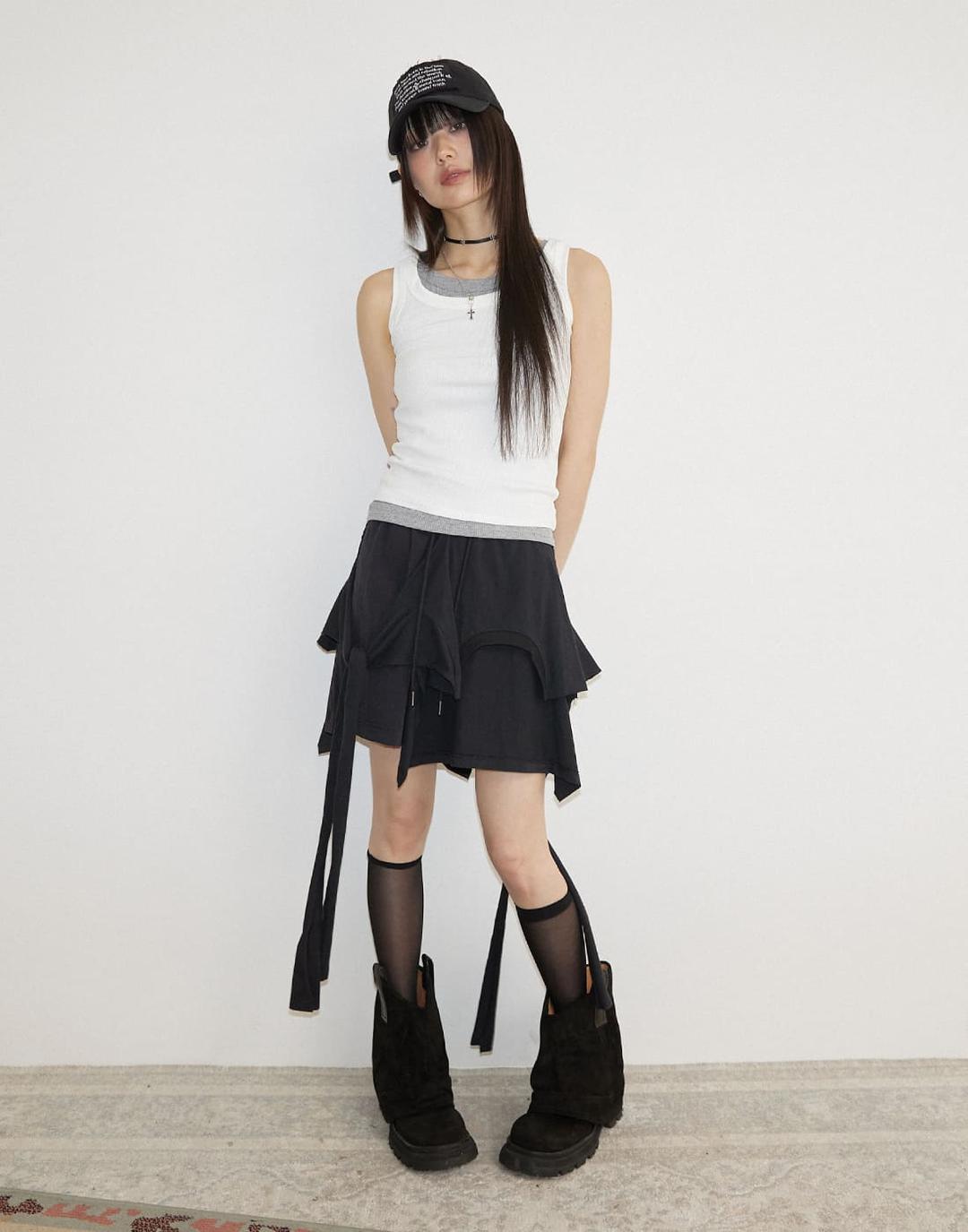 Layered Tee Skirt (Black)