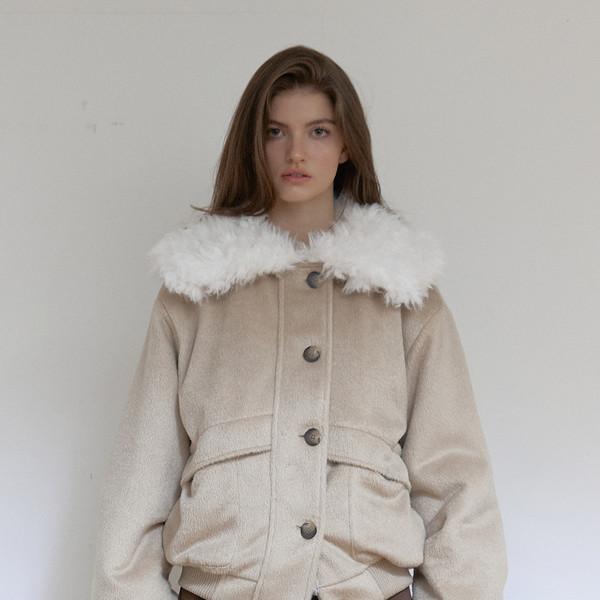 COLLOR FUR REVERSIBLE JUMPER (BEIGE)