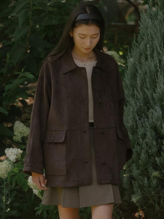 Single suede half jacket TIFA03JK05_Brown