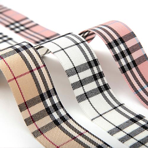 베리 체크 면 원단리본