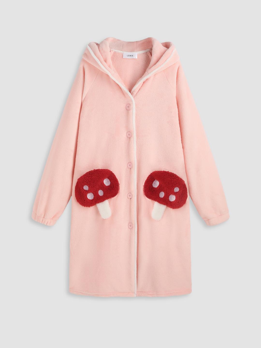 플리스 후드 버섯 로브