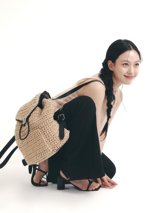 [단독]Boater Weaving Backpack M (보터 위빙 백팩 미듐) Beige