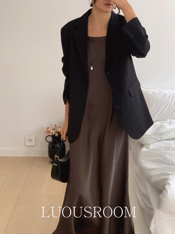 루어스룸 [17% 쿠폰🍂][NEW컬러추가✨] [MADE]샤이니 새틴 실크 슬립 민소매 나시 뷔스티에 a라인 맥시 롱 원피스 (데일리룩/출근룩/하객룩)