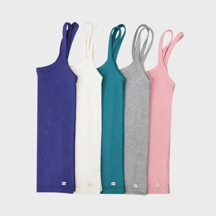 rib logo point sleeveless top