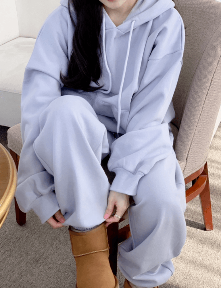 러체 All-day set [후드 단독구매] 백멜란지 소라 기모 후드티