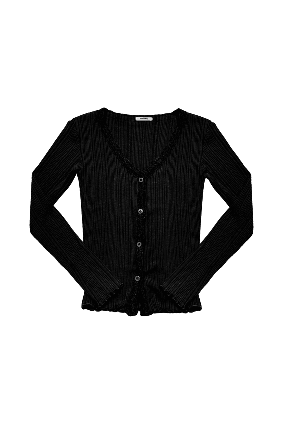 LACE RIBBED CARDIGAN (BLACK)