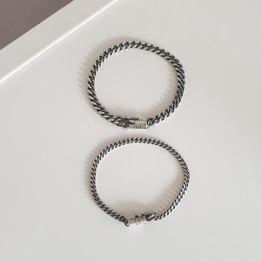 엔틱 혀장식 체인 은팔찌