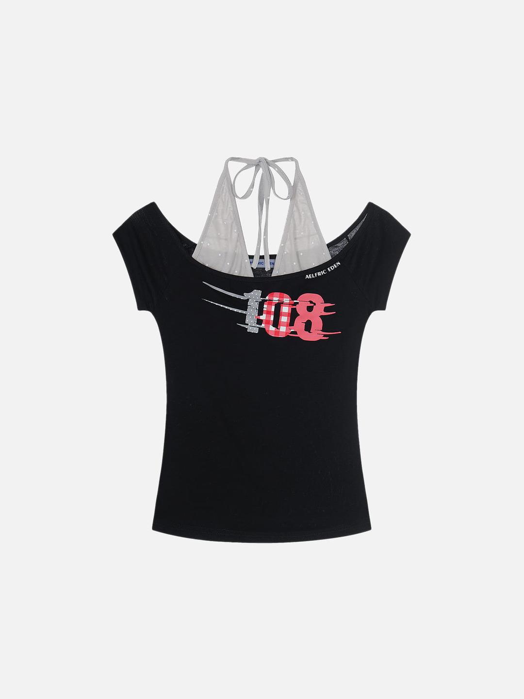 Aelfric Eden Halter Layered Baby Tee - Black / XS