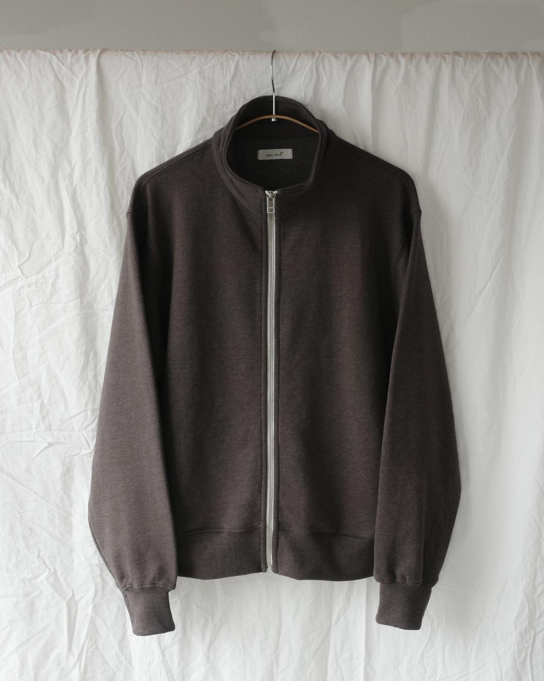 sweat zip-up jacket (brown)